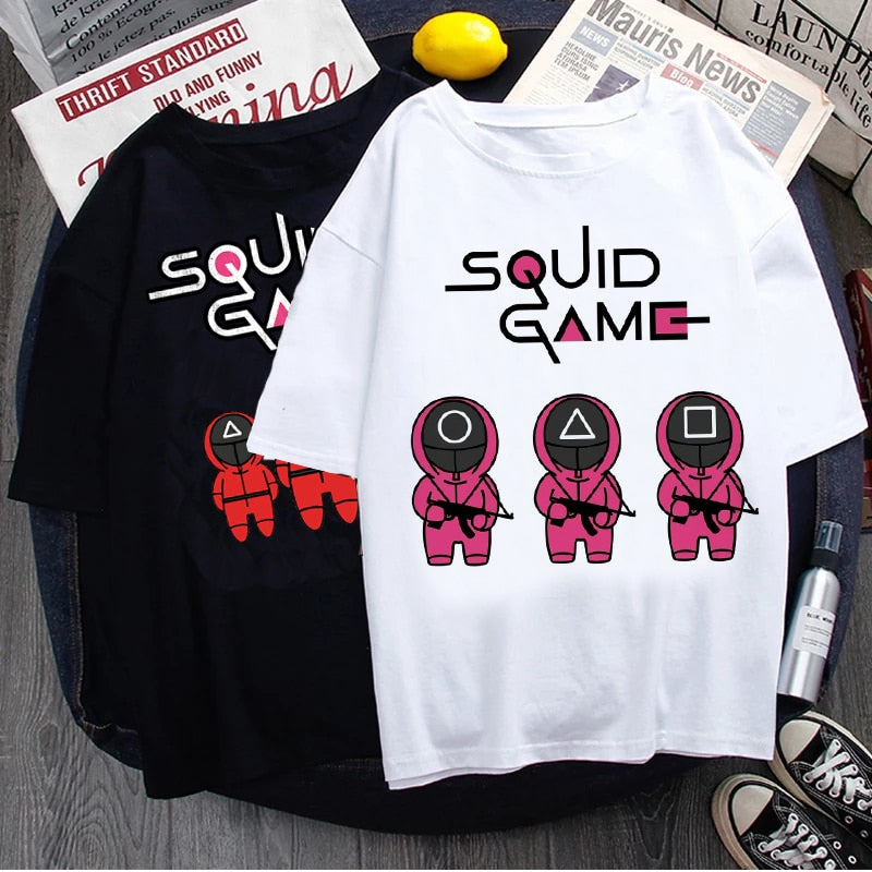 Korean TV Squid Game T Shirt Men Kawaii Cartoon Summer Tops 456 Graphic Tees Unisex Harajuku Fashion Korean Style T-shirt Male